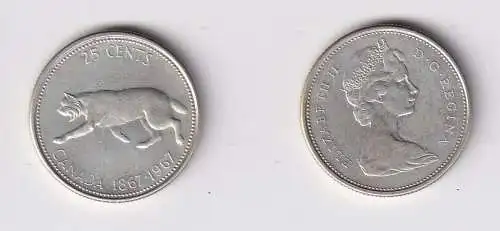 25 Cents Silber Münze Kanada Puma, Kopf 1967 vz (166262)