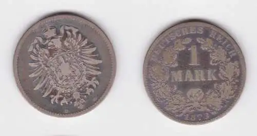 1 Mark Silber Münze Deutschland Kaiserreich 1873 D Jäger Nr.9 s+ (164237)