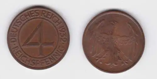 4 Pfennig Kupfer Münze Weimarer Republik 1932 A "Brüning Taler" f.vz (165217)