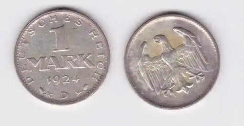 1 Reichsmark Silber Münze Weimarer Republik 1924 D ss (160175)