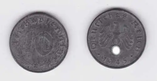 10 Reichspfennig Zink Münze 3.Reich 1945 E Jäger 371 f.vz (162008)