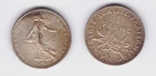 1 Franc Silber Münze Frankreich 1920 ss+ (160874)