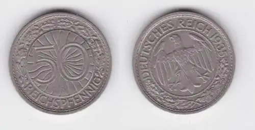 50 Pfennig Nickel Münze Weimarer Republik 1935 A f.vz (151619)