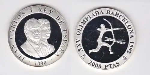 2000 Pesetas Silbermünze Spanien 1990 Olympiade Barcelona 1992 Bogen (150726)