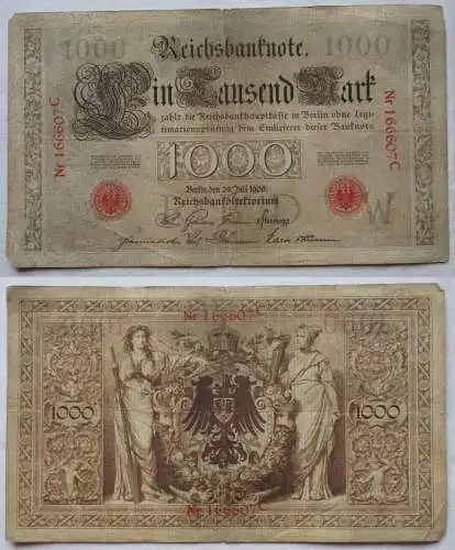 Seltene 1000 Mark Reichsbanknote 26.Juli 1906 Rosenberg Nr.26 (106320)