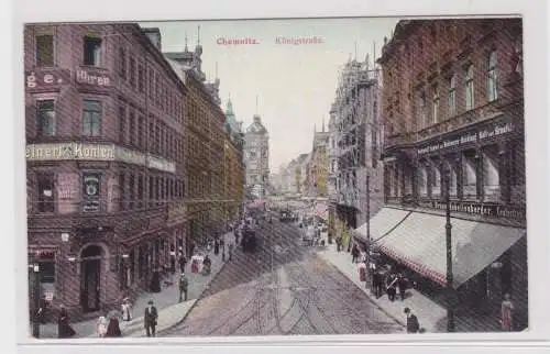 905682 Ak Chemnitz Königstrasse mit Verkehr 1908