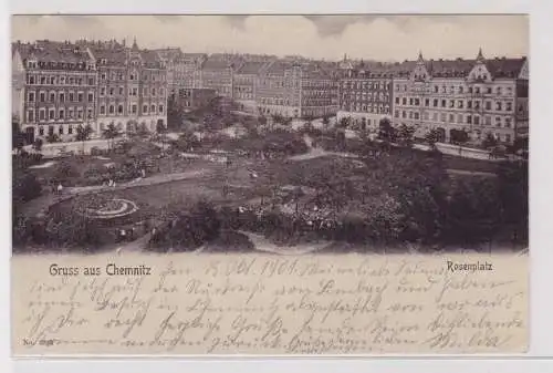 906127 Ak Gruß aus Chemnitz Rosenplatz 1901