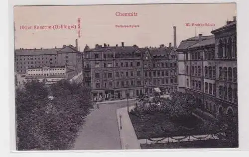 904468 Ak Chemnitz 104er Kaserne, Bernsbachplatz, III.Bezirks-Schule 1914