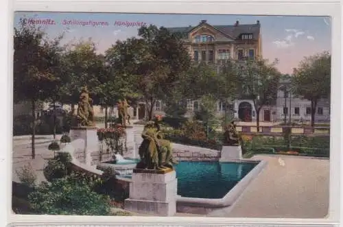 905116 Ak Chemnitz - Schillingsfiguren am Königsplatz 1915