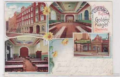 904754 Ak Chemnitz Concert Theater Ballsaal "Goldene Kugel" 1910