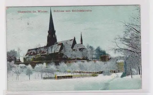 906193 Ak Chemnitz im Winter Schloss mit Schlosskirche 1917