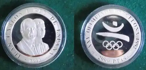 2000 Pesetas Silbermünze Spanien Olympiade Barcelona 1992, 1990 (125757)