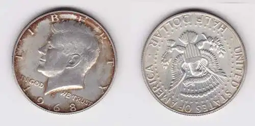 1/2 Dollar Silber Münze USA 1968 J.F. Kennedy f.vz (130572)