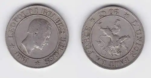 20 Centimes Nickel Münze Belgien 1861 (134357)