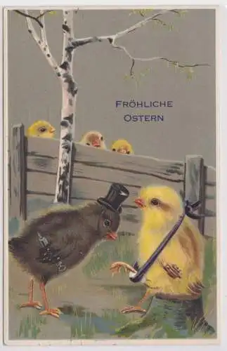 89985 Präge AK Fröhliche Ostern Doktor Küken verarztet verletztes Küken 1913