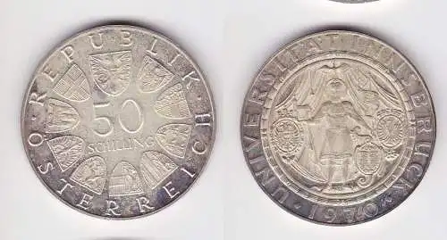 50 Schilling Silber Münze Österreich 1970 Universität Innsbruck (153996)