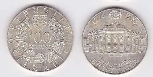 100 Schilling Silber Münze Österreich 1976 200 Jahre Wiener Burgtheater (151737)