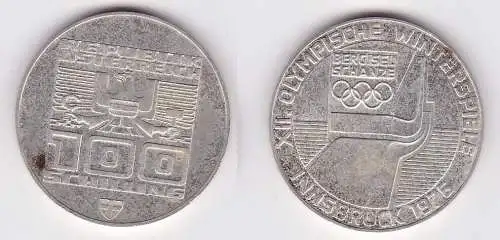 100 Schilling Silber Münze Österreich 1976 Winter Olympiade Innsbruck (156991)