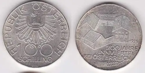 100 Schilling Silber Münze Österreich 1979 200 Jahre Innviertel (158310)