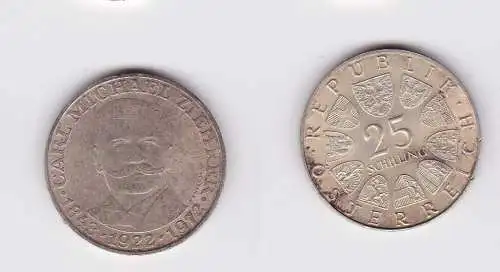 25 Schilling Silber Münze Österreich 1972 Carl Michael Zierer 1843-1922 (144490)