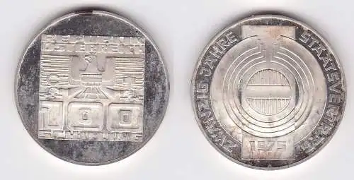 100 Schilling Silber Münze Österreich 1975 20 Jahre Staatsvertrag (156885)