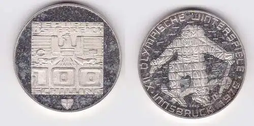 100 Schilling Silber Münze Österreich 1976 Winter Olympiade Innsbruck (152113)