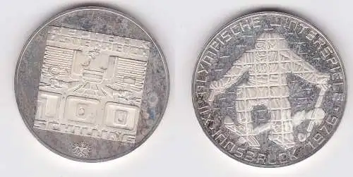 100 Schilling Silber Münze Österreich 1976 Winter Olympiade Innsbruck (154116)