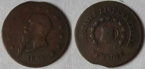 USA Bürgerkriegs Bronze Token Gustavus Lindenmueller New York 1863 (162445)