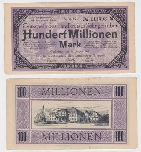 1 Milliarde Mark Banknote Landkreis Solingen Opladen 1.10.1923 (117996)