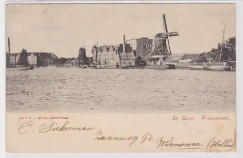 33127 AK De Zaan Wormerveer - Flussansicht mit Windmühle 1903