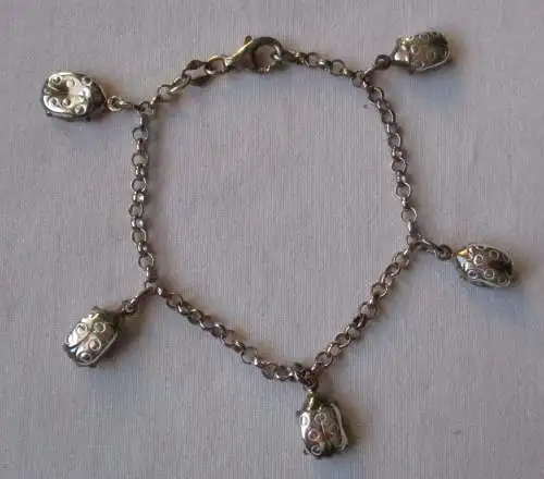 Elegantes 925er Sterling Silber Armband mit Marienkäfer Anhängern (153455)