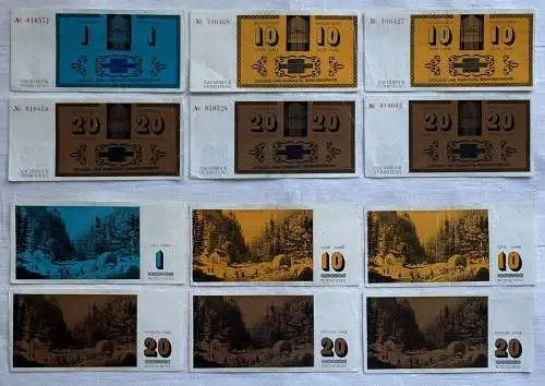 6x Banknoten Wertschein DDR 1-20 Mark Schloß Parkhotel Reinhardsbrunn  (162774)