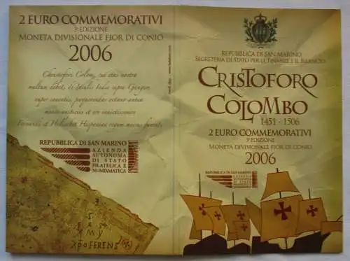 San Marino 2 Euro 2006 Christofero Colombo Blister/Folder Stgl. (156979)