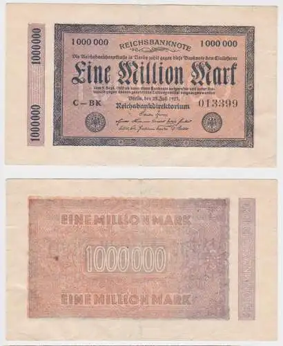 1 Million Mark Banknote Deutsches Reich Berlin 25.7.1923 Ro.93 (156008)