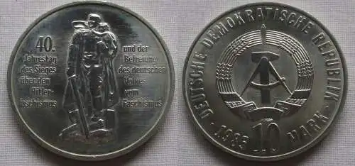 DDR Gedenk Münze 10 Mark 40.Jahre Kriegsende 1985 Stempelglanz (138032)