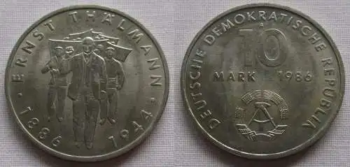 DDR Gedenk Münze 10 Mark Ernst Thälmann 1986 Stempelglanz (131591)