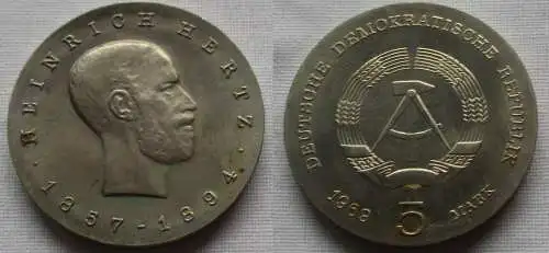 DDR Gedenk Münze 5 Mark Heinrich Hertz 1969 Stgl. (131221)