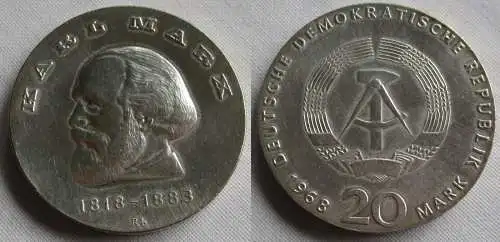 DDR Gedenk Münze 20 Mark Karl Marx 1968 Stempelglanz (132024)