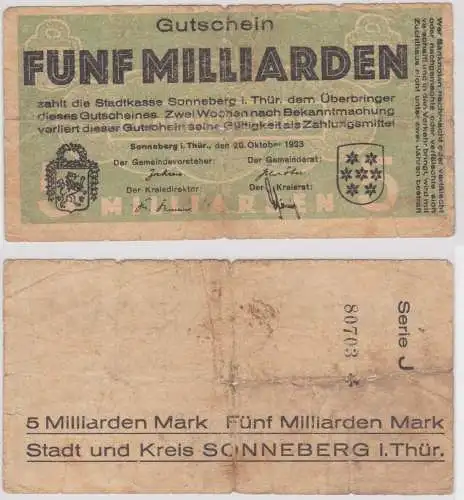 5 Milliarden Mark Banknote Sonneberg in Thüringen 20.10.1923 (159508)