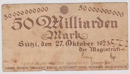 50 Milliarden Mark Banknote Inflation Stadt Suhl 27.10.1923 (159452)