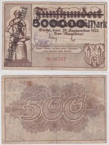 500000 Mark Banknote Inflation Stadt Suhl 1923 Überdruck (159493)