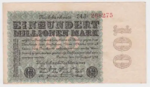 100 Millionen Mark Banknote Berlin 22.8.1923 Rosenberg 106 h Fehldruck (159436)