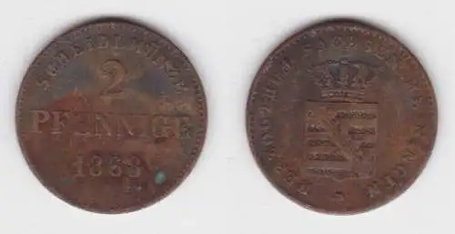 2 Pfennig Kupfer Münze Sachsen-Meiningen 1868 f.ss (143101)