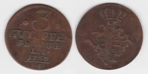 3 Pfennige Kupfer Münze Sachsen Weimar Eisenach 1760 F.S. (142850)