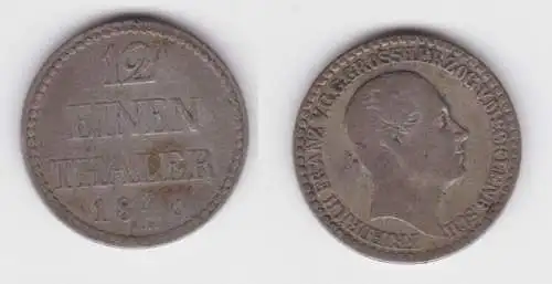 1/12 Taler Silber Münze Mecklenburg-Schwerin 1848 ss (142863)