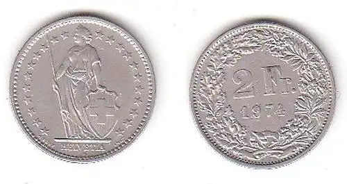 2 Franken Nickel Münze Schweiz 1974 (112055)