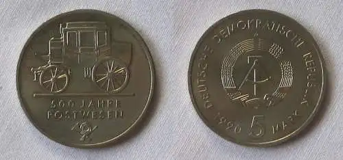 DDR Gedenk Münze 5 Mark 500 Jahre Postwesen 1990 (123523)