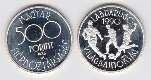 500 Forint Silber Münze Ungarn 1988 Fussball WM 1990 Italien 3 Spieler (141256)