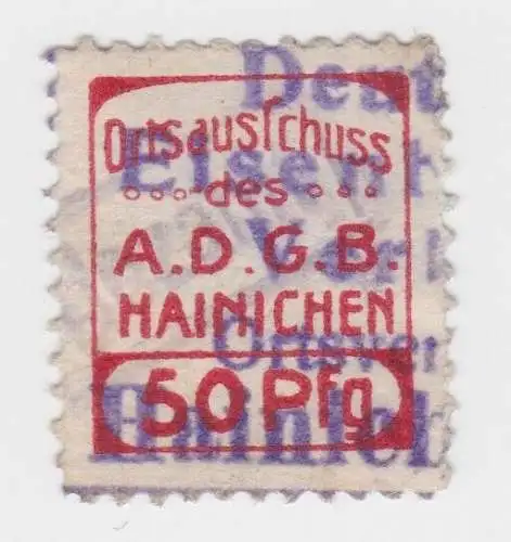 Seltene 50 Pfennig Spenden Marken Gewerkschaft Ortsausschuß Hainichen (61599)