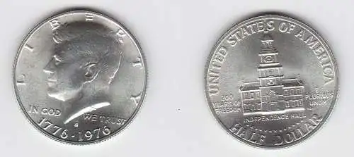 1/2 Dollar Silber Münze USA 1776-1976 Independence Hall 200J. Frieden (131581)